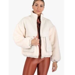 Koral bomber faux Sherpa teddy fleece jacket M